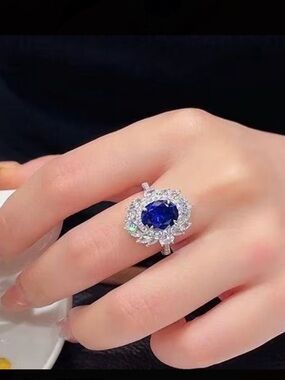 Blue Sapphire Halo Ring